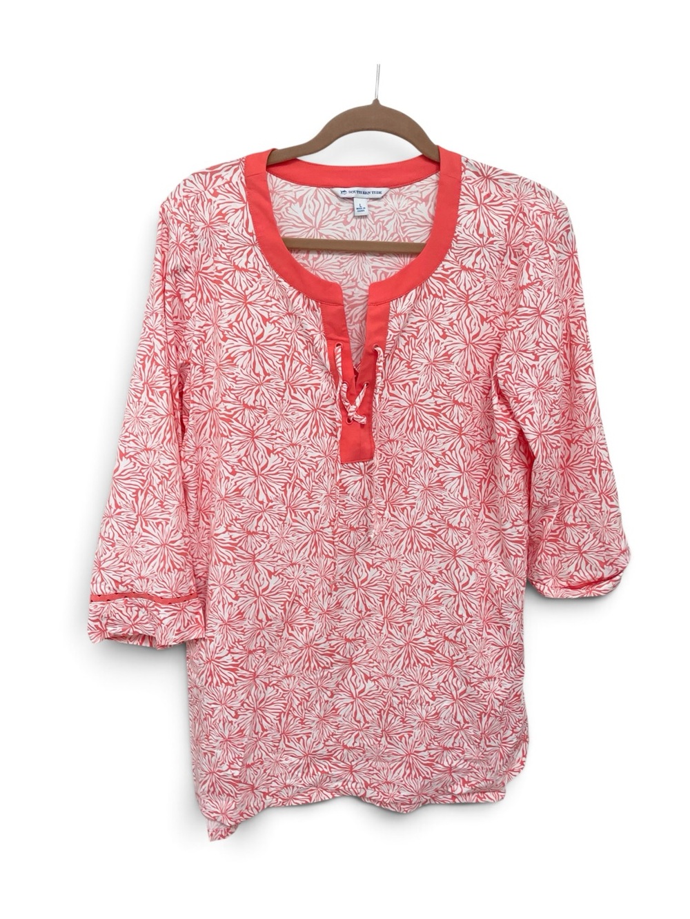 Southern Tide Coral Patterned Tunic
